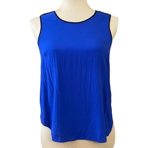 Rag & Bone New York Silk Blend Blue Black Sleeveless High Low Top Size S